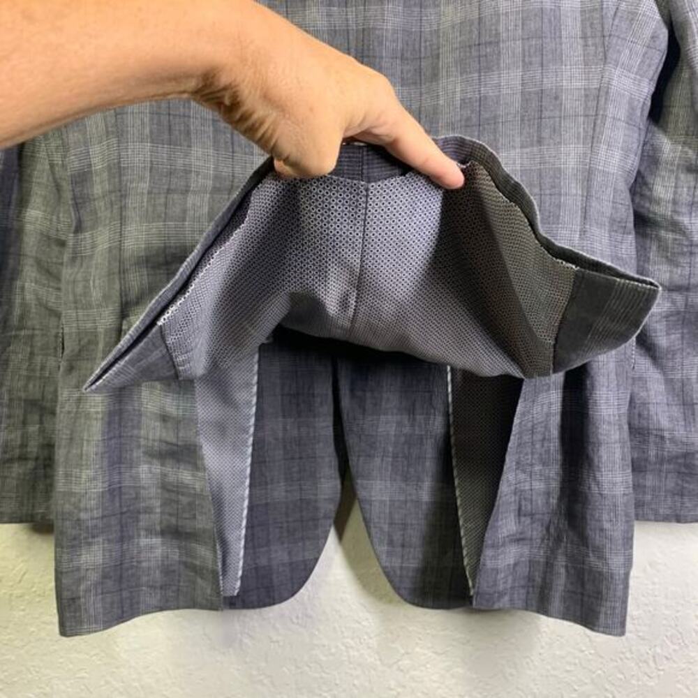 JOSEPH ABBOUD Blazer Sport Coat Jacket Linen Tailored Fit Plaid 2 Button 37 Reg - Picture 8 of 15